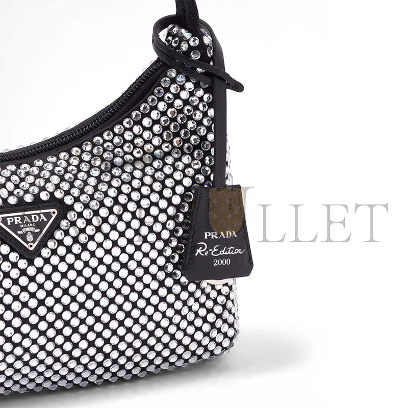 PRADA RE-EDITION SATIN MINI BAG WITH CRYSTALS 1NE515 (22*17*6cm)